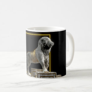 Sten och guld- lejon staty kaffemugg
