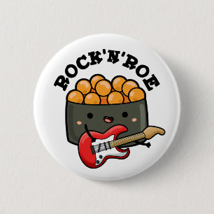 Sten och Roe Cute Rock and roll Sushi Pun Knapp