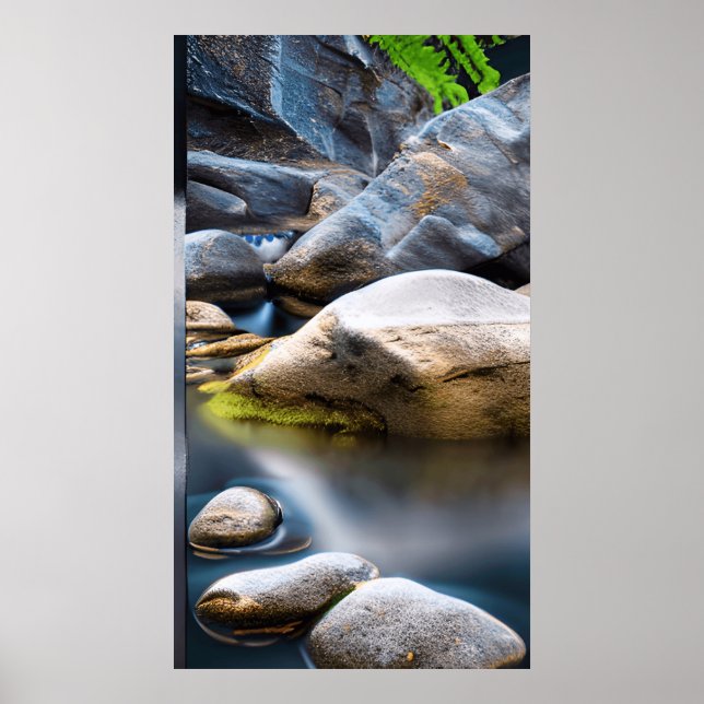 Sten och Vatten Quiet Background Poster (Framsidan)