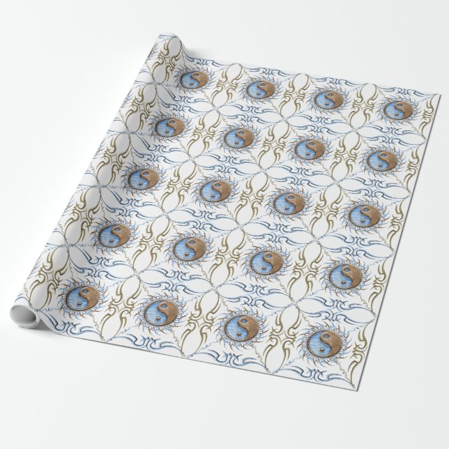Sten och Vatten Yin Yang Presentpapper (Utrullad)