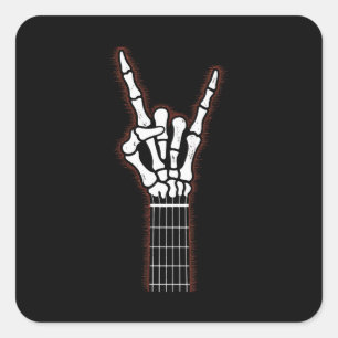 Sten om Skeleton Hand Guitar Gifts Fyrkantigt Klistermärke