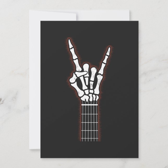 Sten om Skeleton Hand Guitar Gifts Inbjudningar (Framsida)