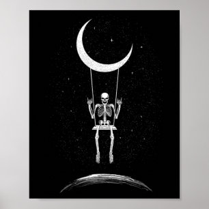 Sten om Skeleton Måne Rock and roll Manar Kvinnor Poster