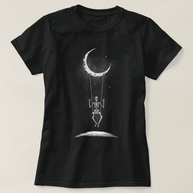 Sten om skeletonsving från ett konsertband i Måne T Shirt (Design framsida)
