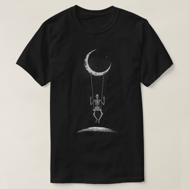 Sten om skeletonsving från ett konsertband i Måne T Shirt (Design framsida)