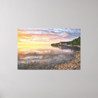 Sten-ön Boathouse stort kanvastryck