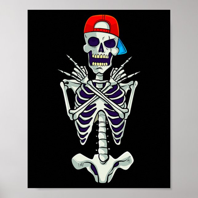 Sten on Rocker Skeleton Händer Costume Funny Hallo Poster (Framsidan)