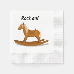 Sten on Rocking Horse Cute Kids Tecknad Art Pappersservett