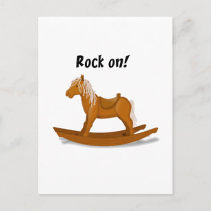 Sten on Rocking Horse Cute Kids Tecknad Art Vykort