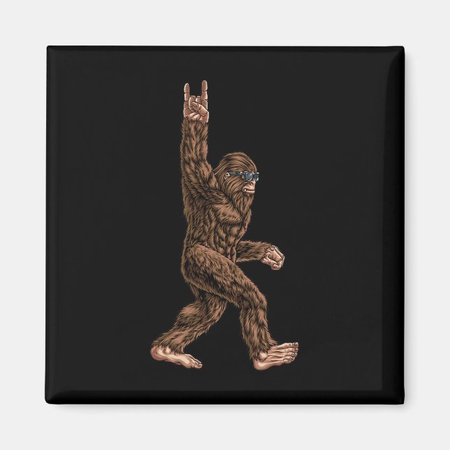 Sten på Bigfoot Sasquatch Kärlek Rock and roll Sun Magnet (Framsidan)