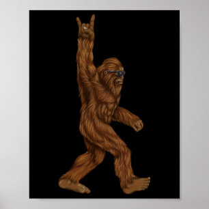 Sten på Bigfoot Sasquatch Kärlek Rock and roll Sun Poster
