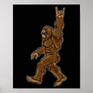 Sten på Bigfoot Sasquatch Kärlek Rock and roll Sun Poster