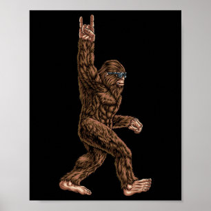 Sten på Bigfoot Sasquatch Kärlek Rock and roll Sun Poster