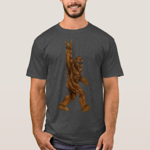 Sten på Bigfoot Sasquatch Kärlek Rock and roll Sun T Shirt