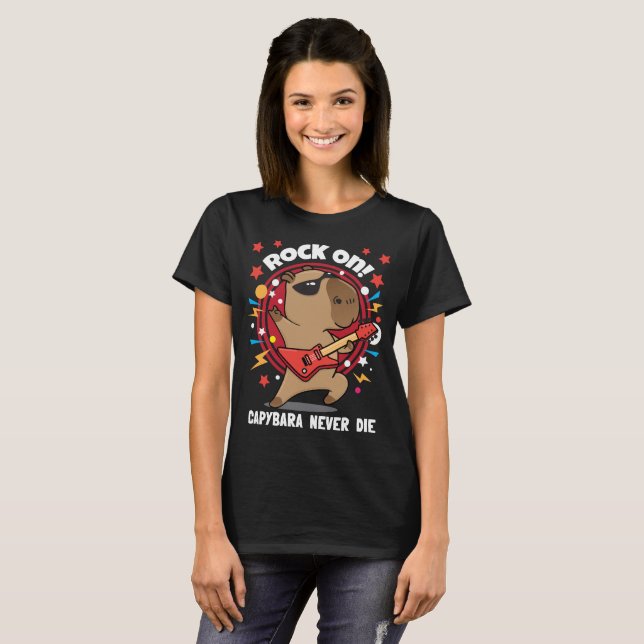 Sten på! Capybara Die Guitar Solo T Shirt (Hel framsida)