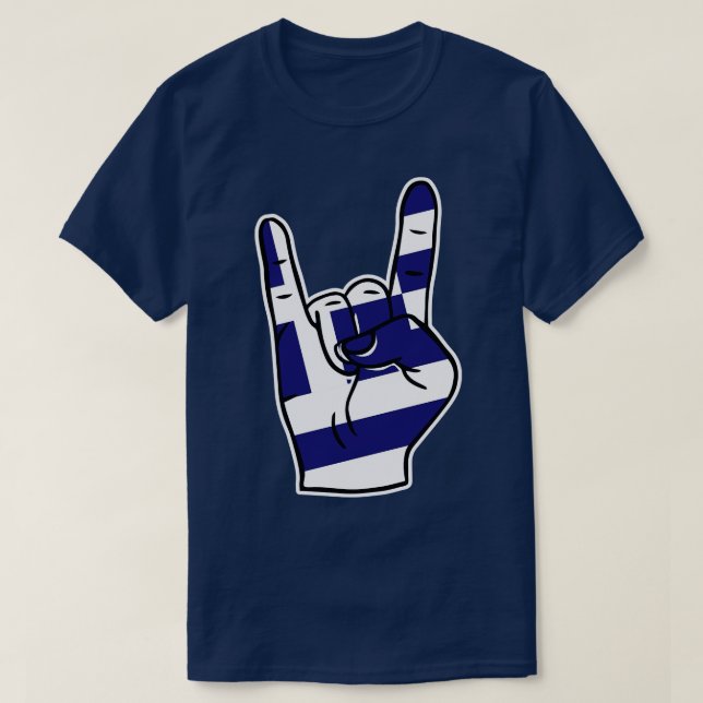 Sten på Greklands grekiska Sten Hand T Shirt (Design framsida)