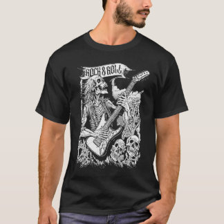 Sten på Guitar Vintage 80s Sten & Roll Skeleton fo T Shirt