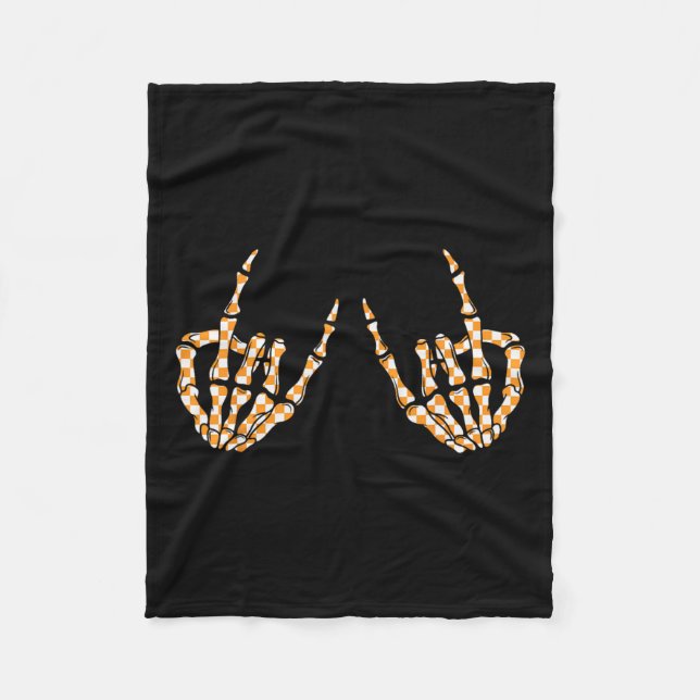 Sten på Halloween kontrollerade Mönster Skeleton H Fleecefilt (Framsidan)