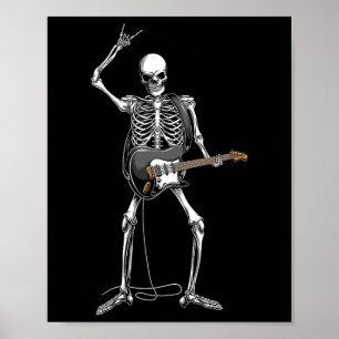Sten på Halloween Skeleton Guitarist Rock and roll Poster