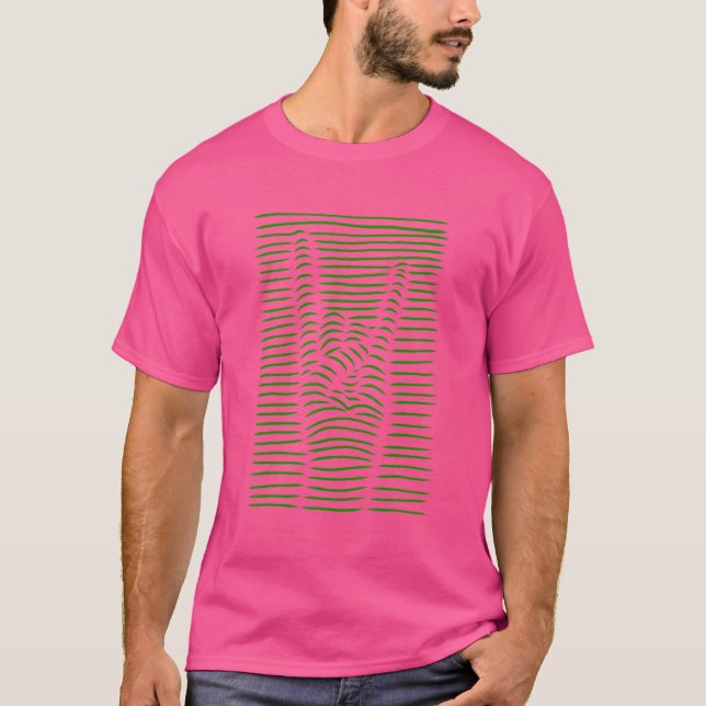 Sten på Rock and roll Hand för musik 1 T Shirt (Framsida)