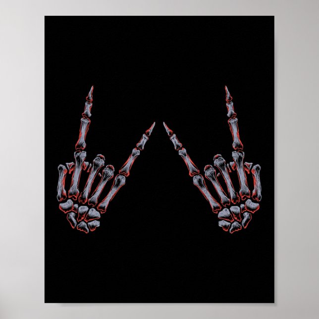 Sten på Rock and roll Skeleton Händer - konsert Poster (Framsidan)