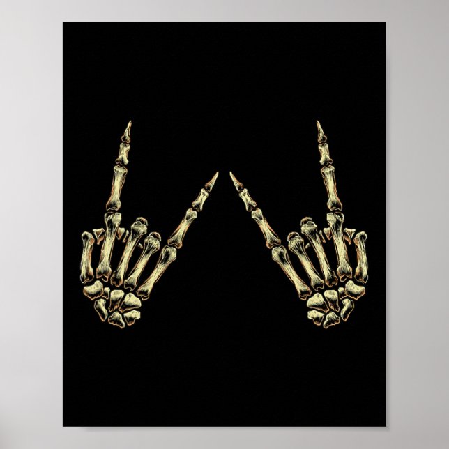 Sten på Rock and roll Skeleton Händer - konsert Poster (Framsidan)