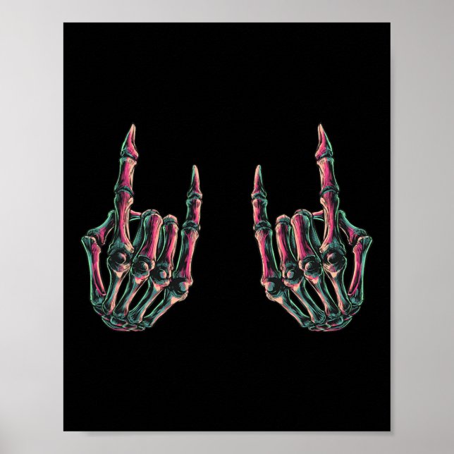 Sten på Rockstjärna Skeleton Händer - konsert Bynd Poster (Framsidan)