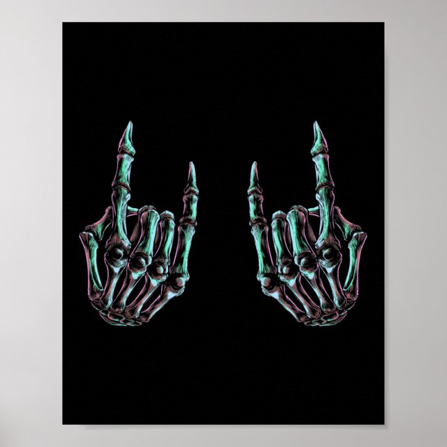 Sten på Rockstjärna Skeleton Händer - konsertband  Poster (Framsidan)