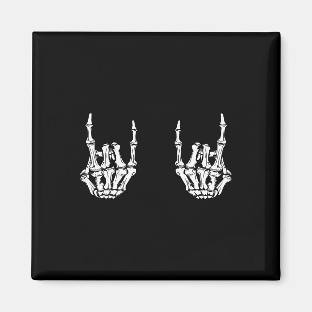 Sten på Rockstjärna Skeleton Händer Rocker Funny H Magnet (Framsidan)