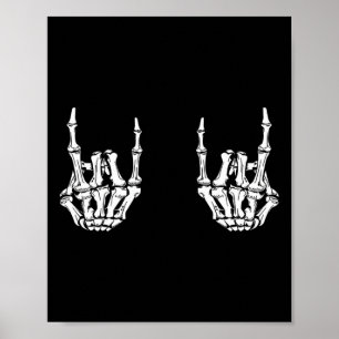 Sten på Rockstjärna Skeleton Händer Rocker Funny H Poster