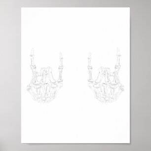 Sten på Rockstjärna Skeleton Händer Rocker Roligt  Poster