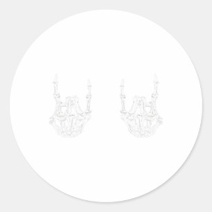 Sten på Rockstjärna Skeleton Händer Rocker Roligt  Runt Klistermärke