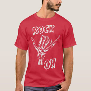 Sten på Skeleton Hand Rock musik Rockstar Coola T Shirt