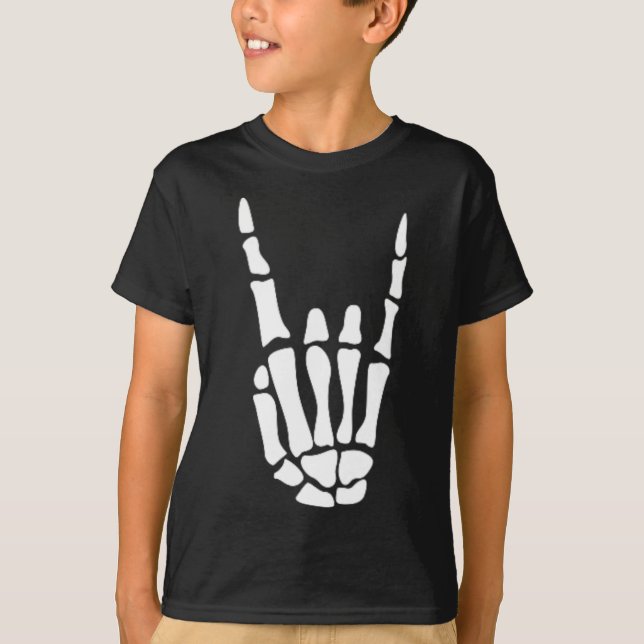 Sten på Skeleton-handsignatur - minimalistiskt Hal T Shirt (Framsida)