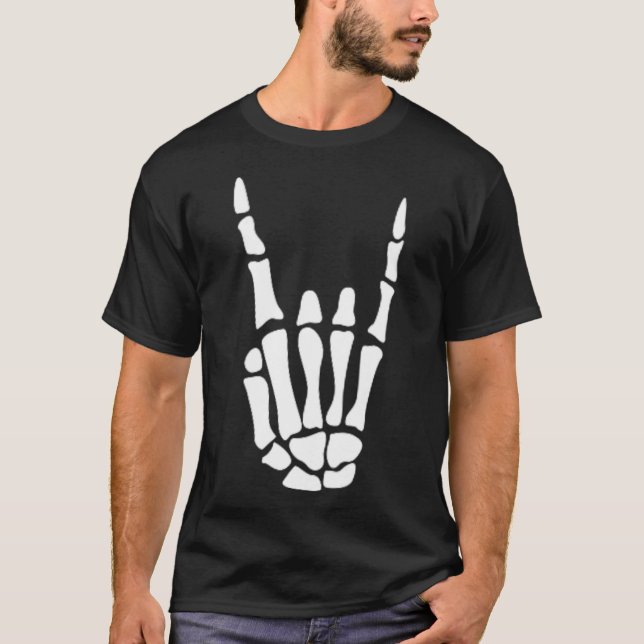 Sten på Skeleton-handsignatur - minimalistiskt Hal T Shirt (Framsida)