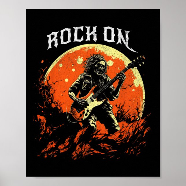 Sten på Skeleton spelar Guitar Rock and roll Hall Poster (Framsidan)