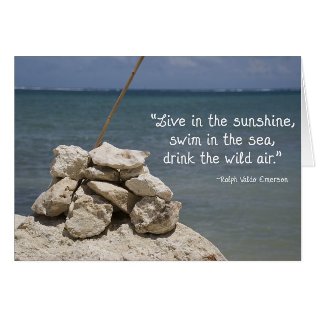 Sten på stranden hälsningskort (Framsidan Horizontal)