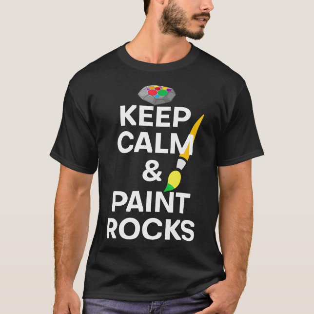 Sten Painting Art Teacher Tee, Behålla Lugn T Shirt (Framsida)