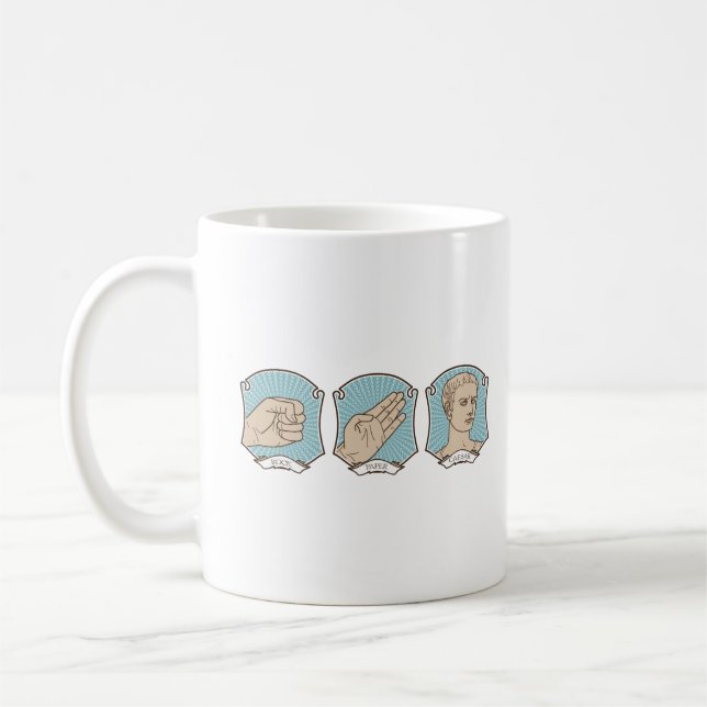 Sten, Papper, Caesar Funny Ord Pun Kaffemugg (Vänster)
