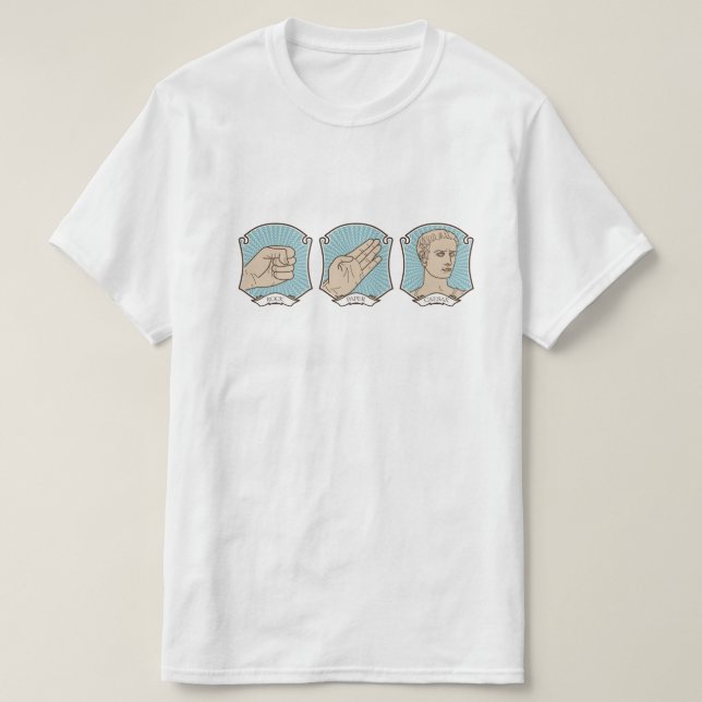 Sten papper, Caesar rolig ordvits T Shirt (Design framsida)
