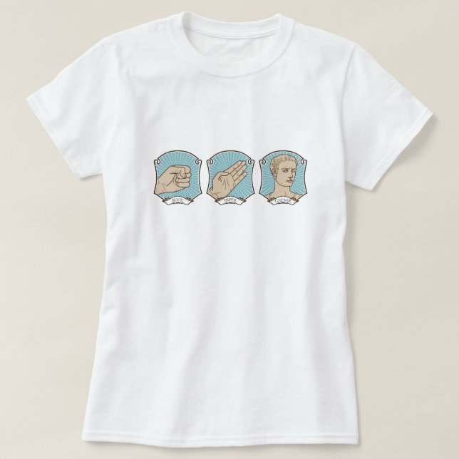 Sten papper, Caesar rolig ordvits T Shirt (Design framsida)