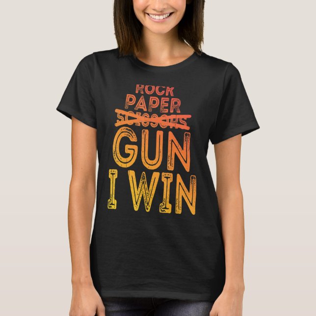 Sten Pappra icke-saxar Gun I Win som säger Sarcasm T Shirt (Framsida)