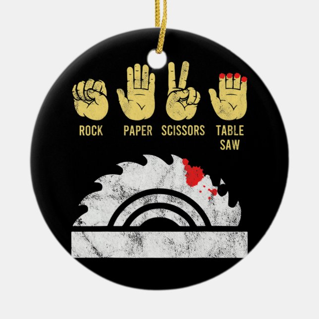 Sten Pappra sax Bord Saw Woodworking working Julgransprydnad Keramik (Framsidan)