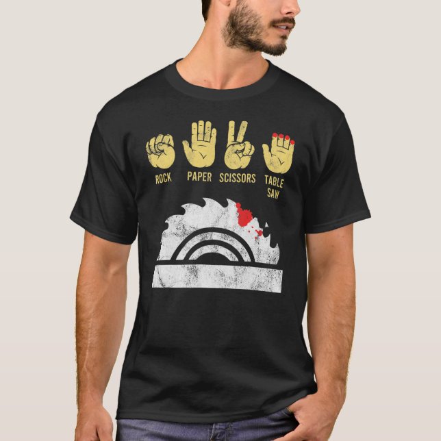 Sten Pappra sax Bord Saw Woodworking working T Shirt (Framsida)