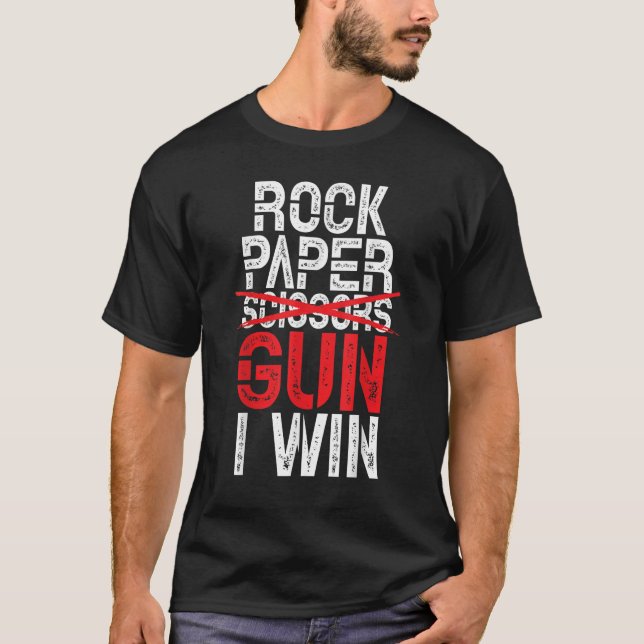 Sten Pappra sax Gun I Win Guns T Shirt (Framsida)