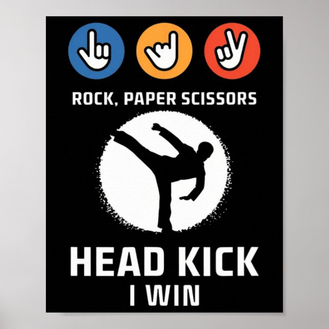 Sten Pappra sax Headkick Win Funny Taekwondo K Poster (Framsidan)