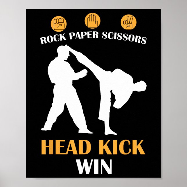 Sten Pappra sax Kick I Win Gult Karate Poster (Framsidan)