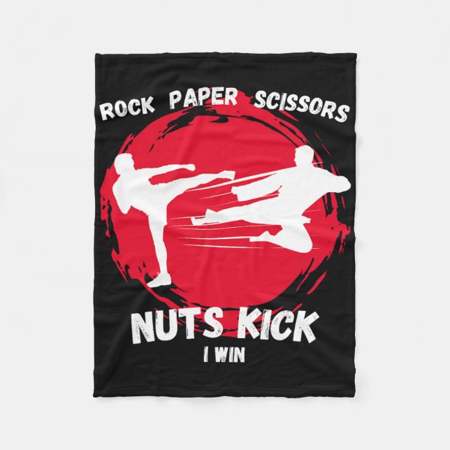 Sten Pappra sax Nöt Kick Win Funny Taekwondo Fleecefilt (Framsidan)