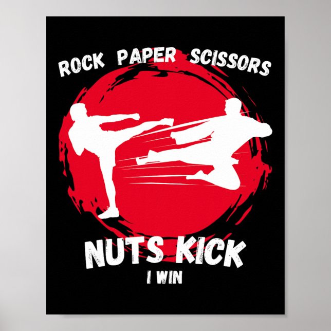 Sten Pappra sax Nöt Kick Win Funny Taekwondo Poster (Framsidan)