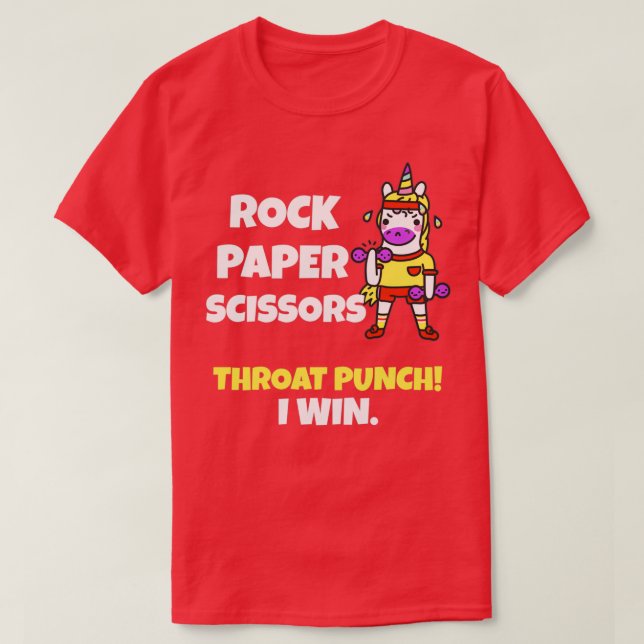 Sten Pappra sax Throat Slår att jag Win Unicorn T Shirt (Design framsida)